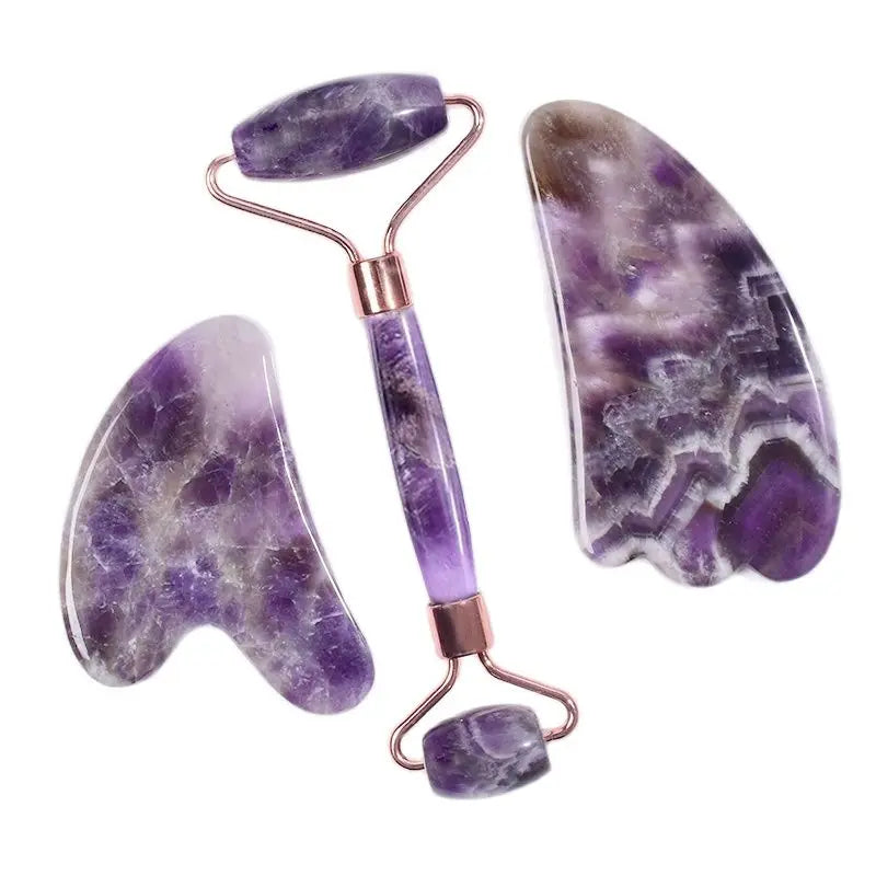 Amethyst Roller & Gua Sha Set — Facial Wellness Ritual