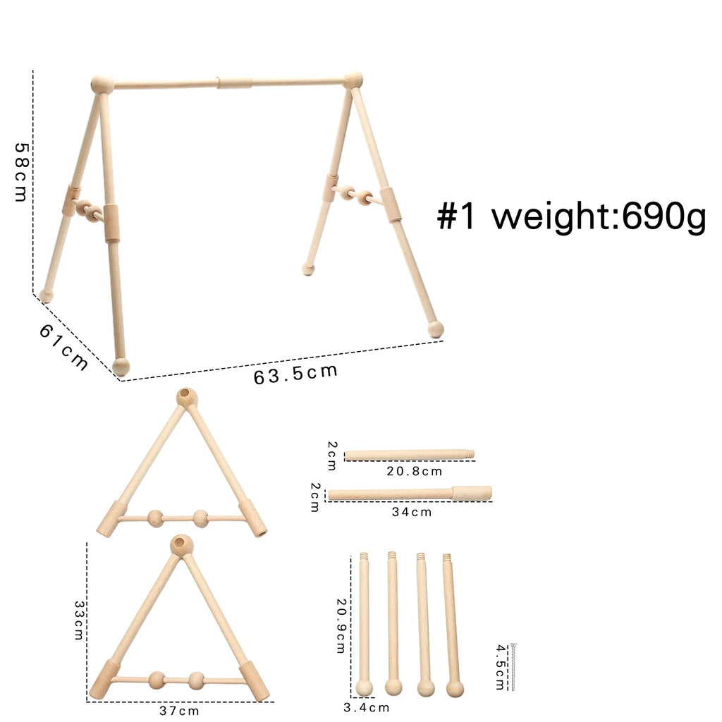 Wooden Baby Play Gym — Minimalist Sensory Decor, in use