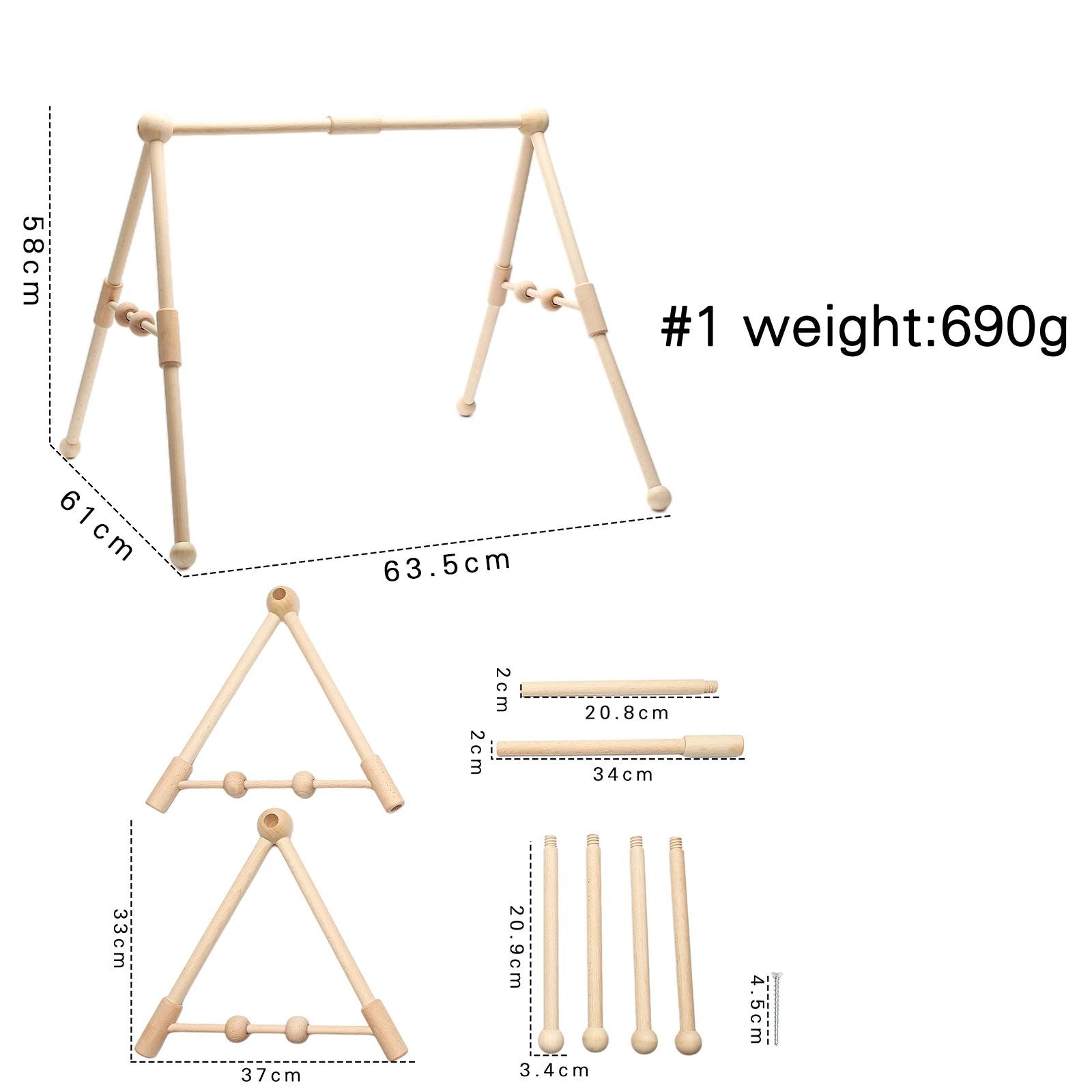Wooden Baby Play Gym — Minimalist Sensory Decor, in use