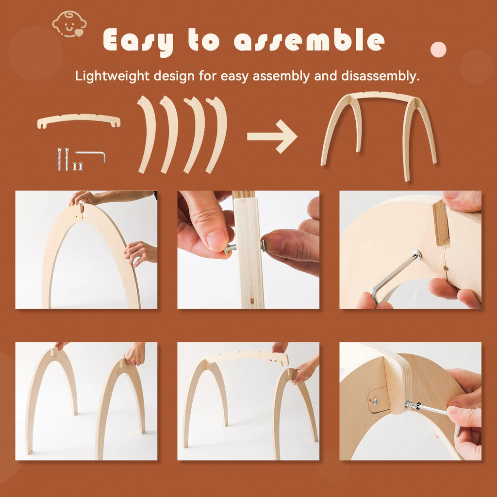 Wooden Baby Play Gym — Minimalist Sensory Decor, natural styling