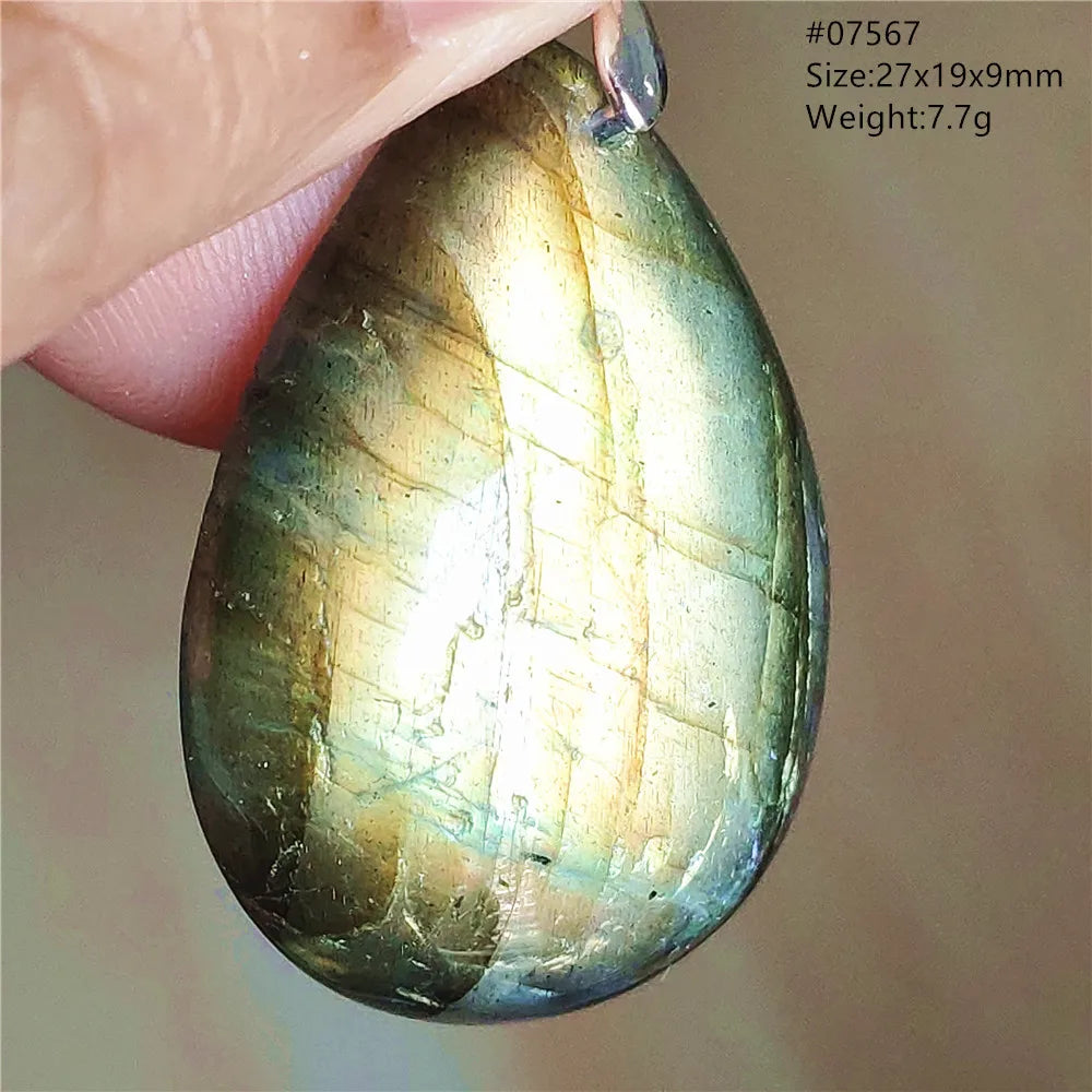 Labradorite Teardrop Pendant — A Soothing Blue Gemstone, warm tone view