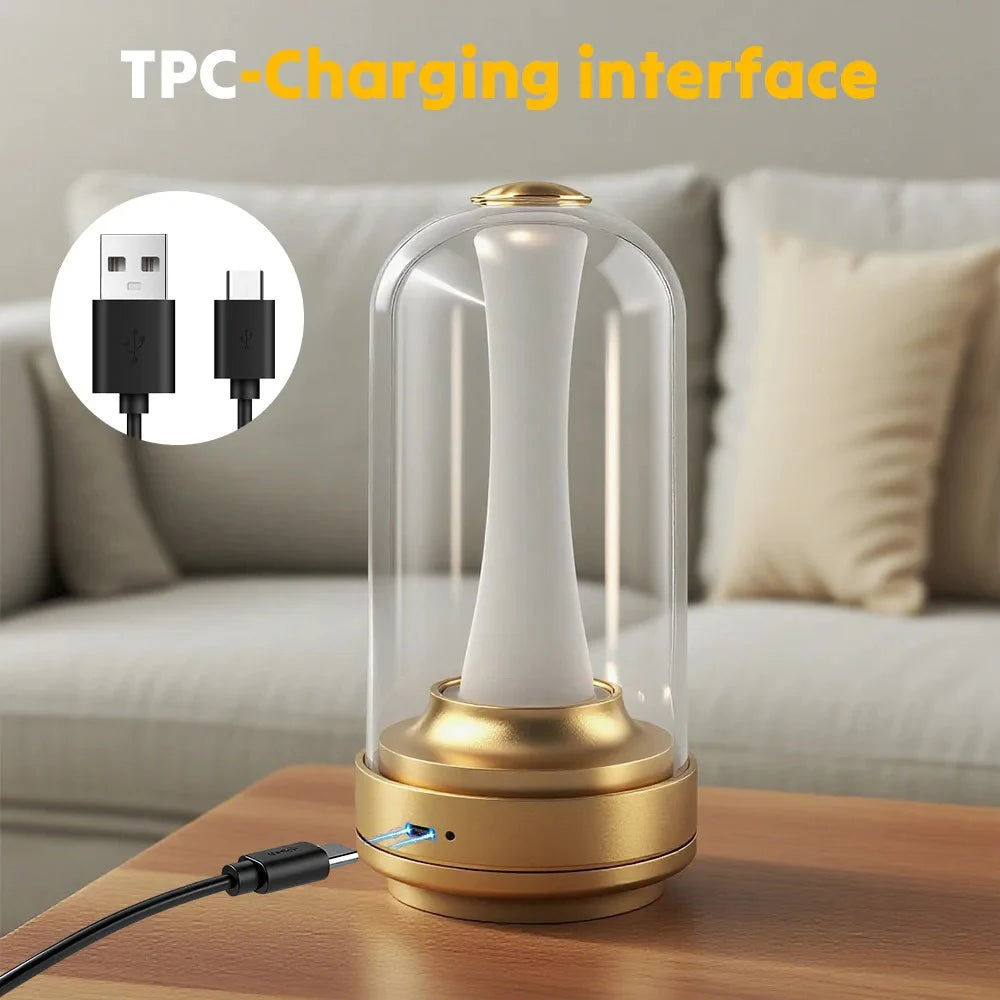 Touch-Sensitive Table Lamp — Dimmable Candle Glow, close-up detail
