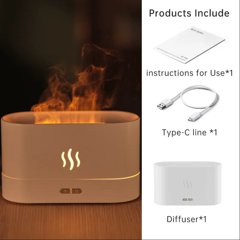 Aroma Diffuser with Flame Effect — Gentle Humidifying Mist, soft texture detail