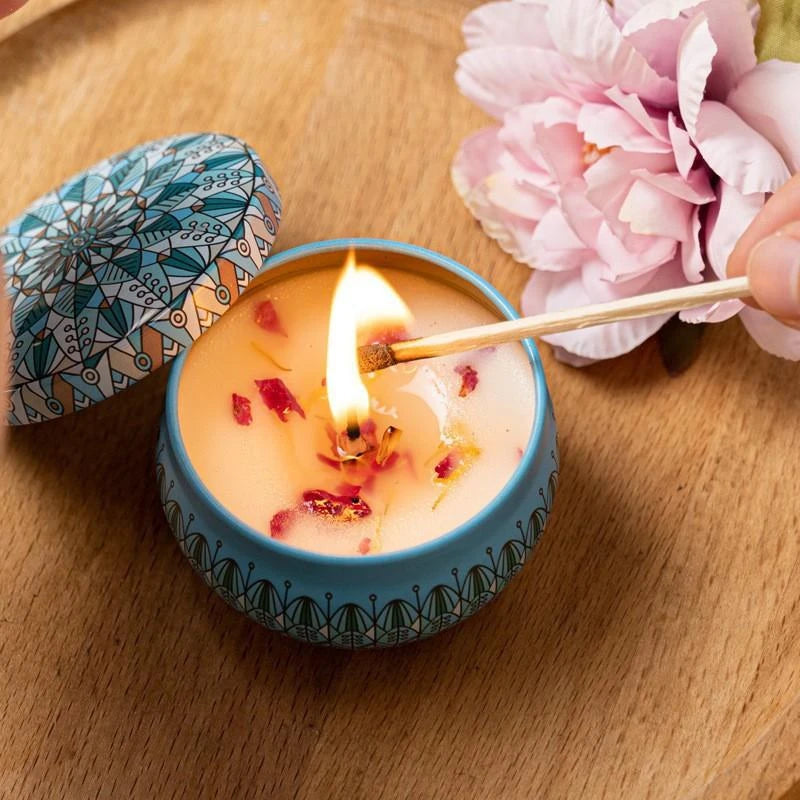 4-Piece Scented Candle Set — Bohemian Patterns for Relaxation, premium quality view
