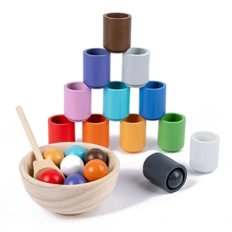 Montessori Color Matching Game — Wooden Play for Ages 3+, close-up detail