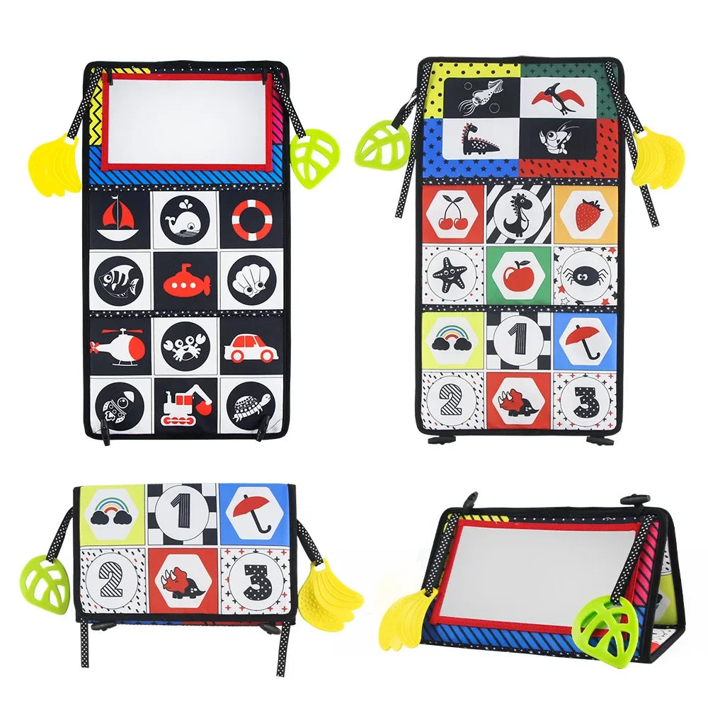 Baby Cloth Book with Mirror — Soft Sensory Play, side view