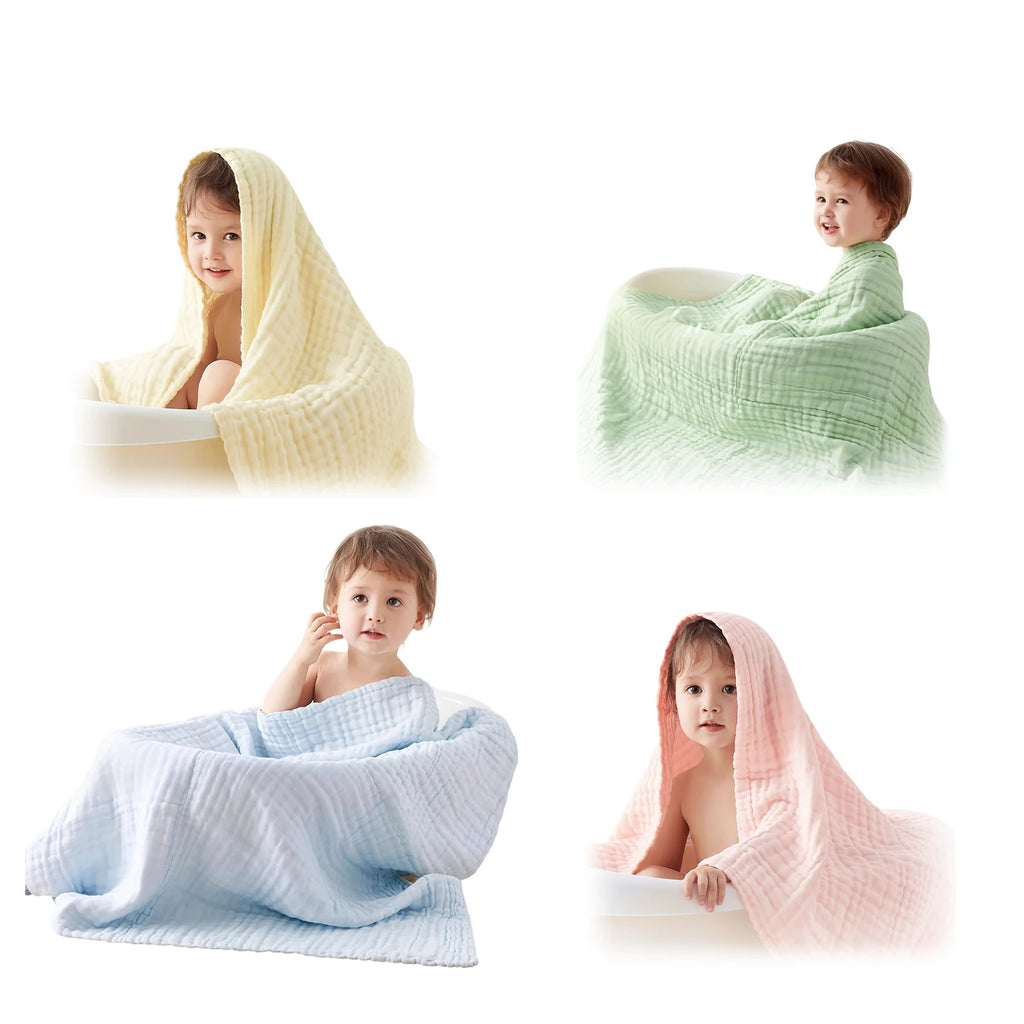 6-Layer Cotton Gauze Baby Towel — Soft 90x90cm Wrap, lifestyle setting