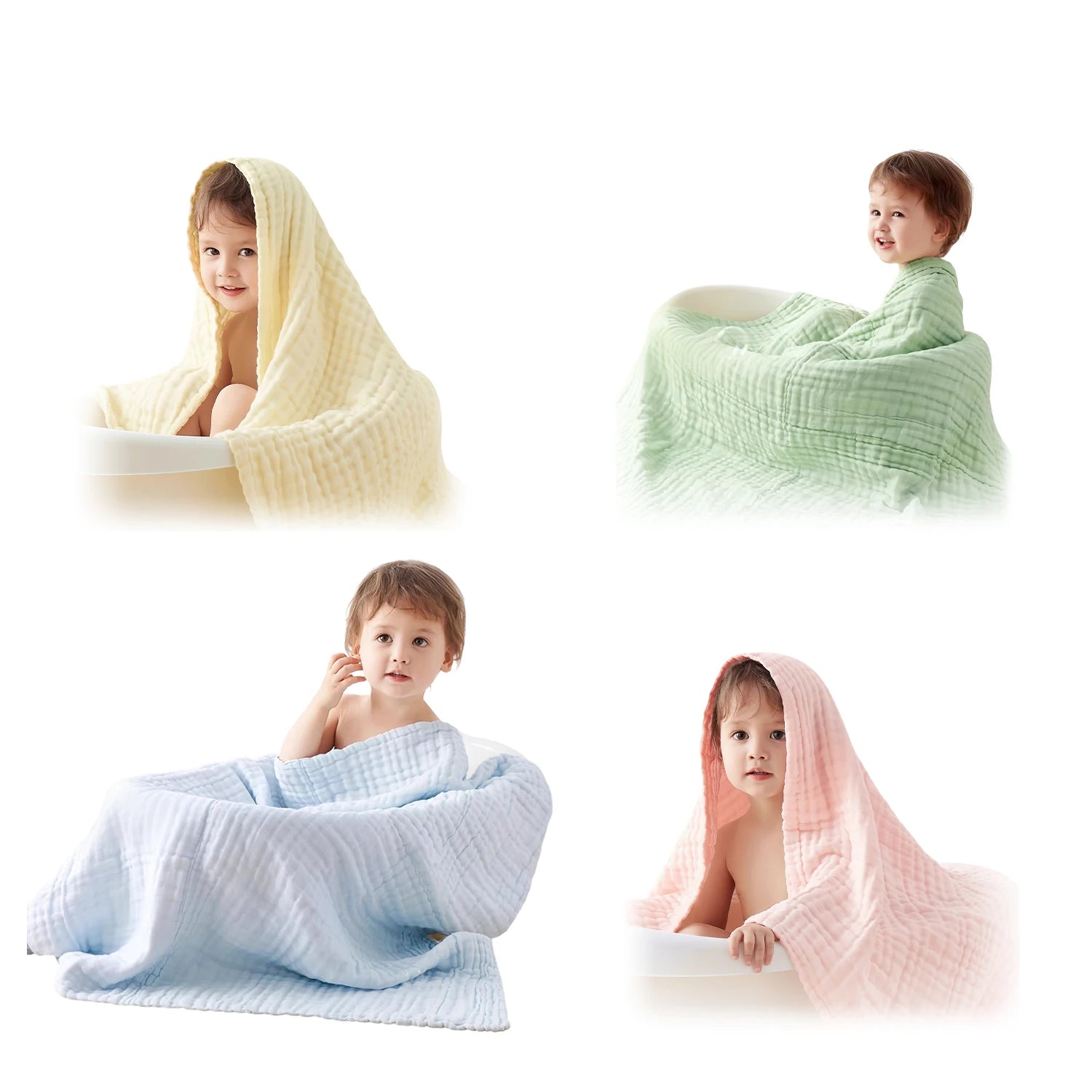 6-Layer Cotton Gauze Baby Towel — Soft 90x90cm Wrap, lifestyle setting