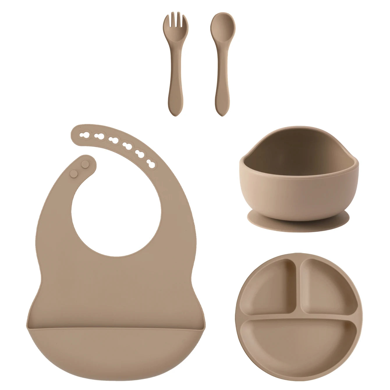Silicone Baby Feeding Set 5PCS — Gentle Mealtime Essentials, elegant display