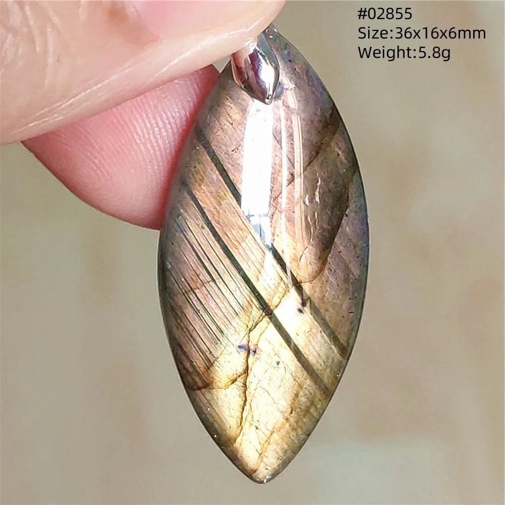 Labradorite Teardrop Pendant — A Soothing Blue Gemstone, side view