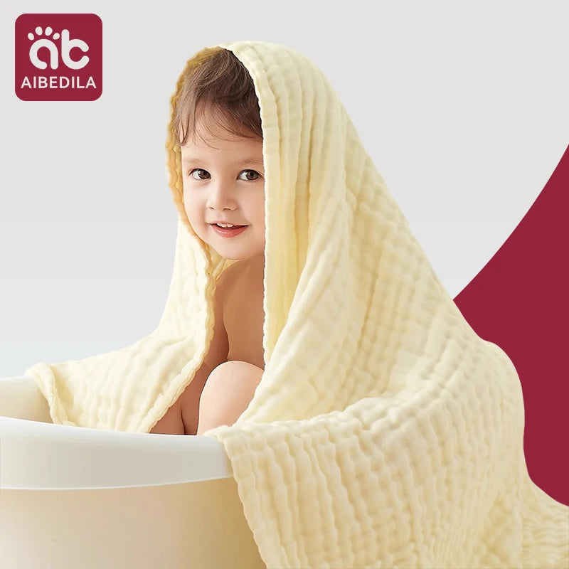 6-Layer Cotton Gauze Baby Towel — Soft 90x90cm Wrap