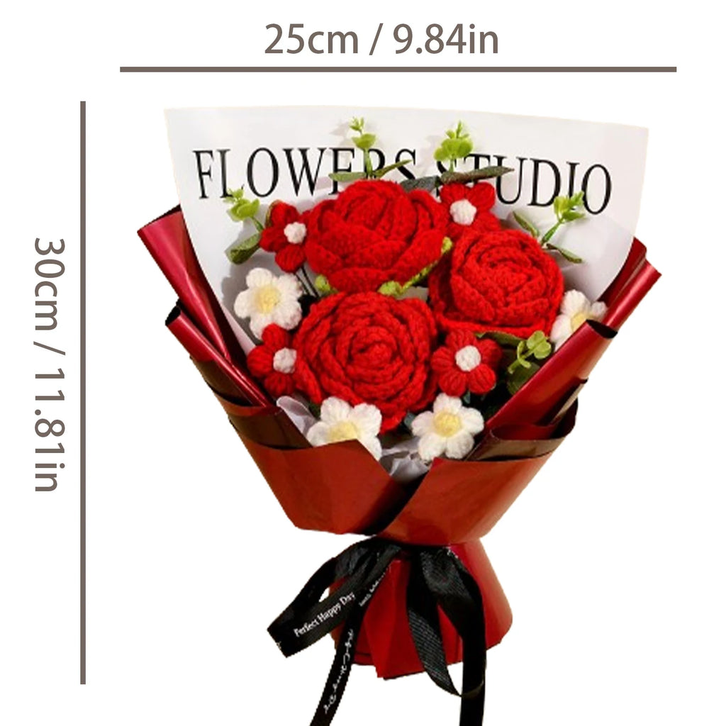 Crochet Red Rose Bouquet — For Cherished Moments, premium quality view