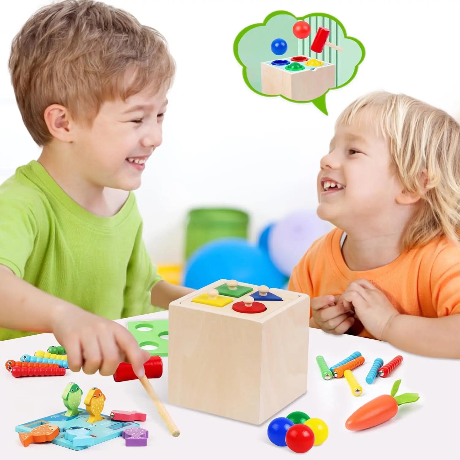 Wooden Montessori Activity Kit — Early Toddler Play, close-up detail
