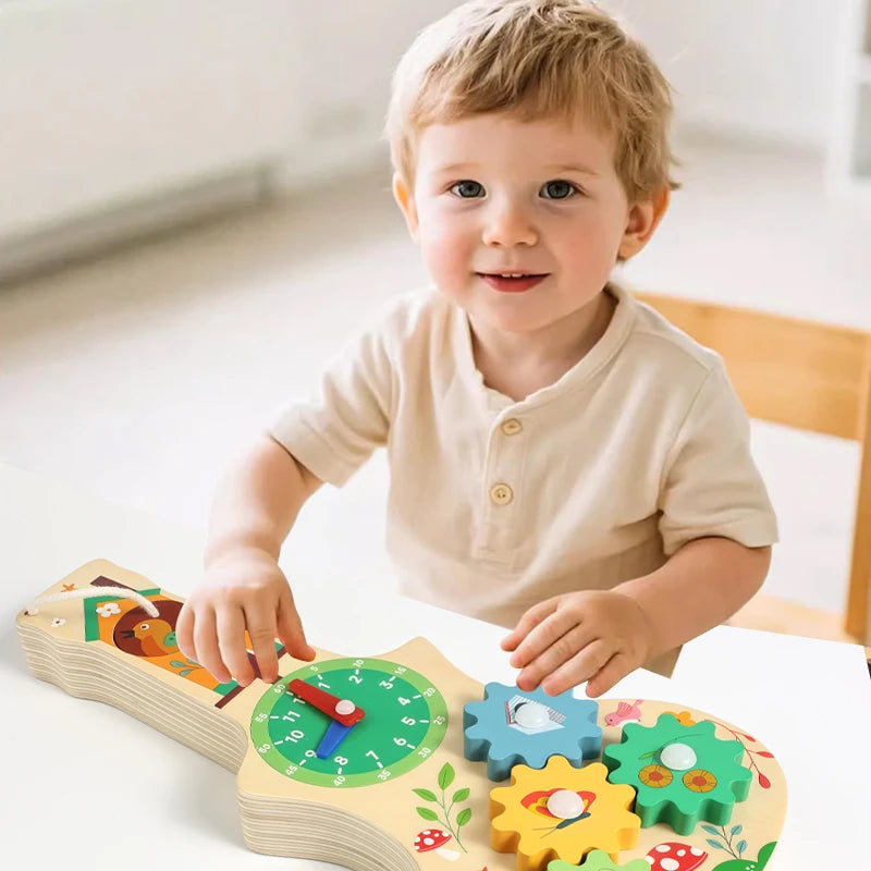 Montessori Wooden Clock — Early Learning Play, close-up detail