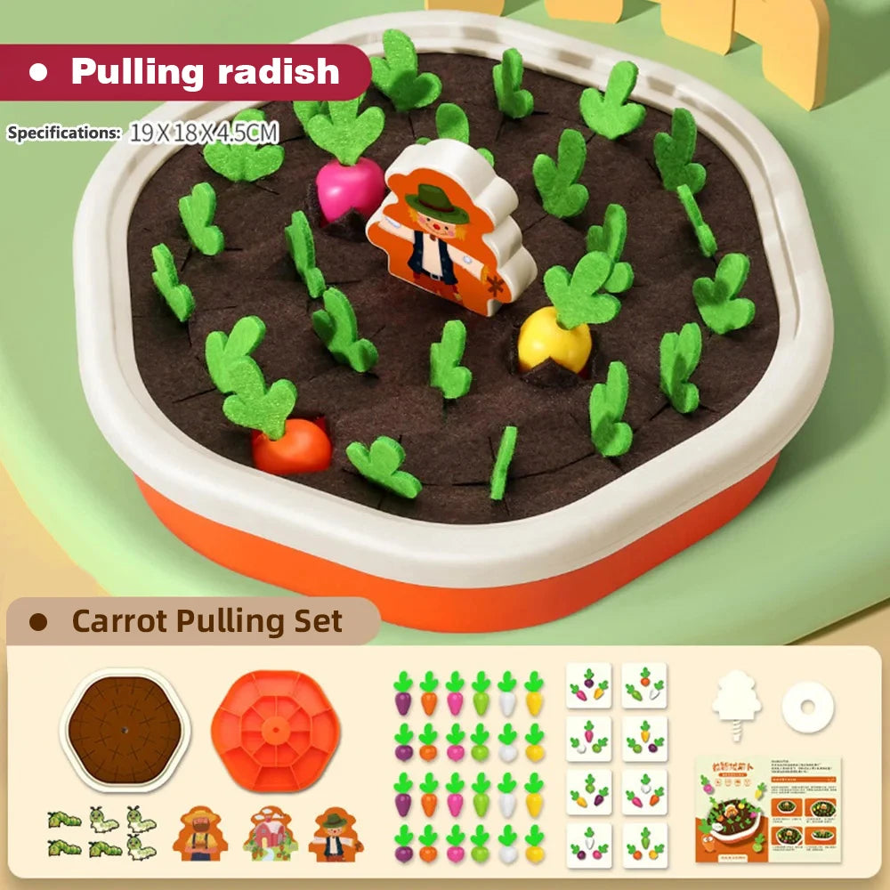 Montessori Carrot Harvest Game — Early Learning Toy, soft texture detail