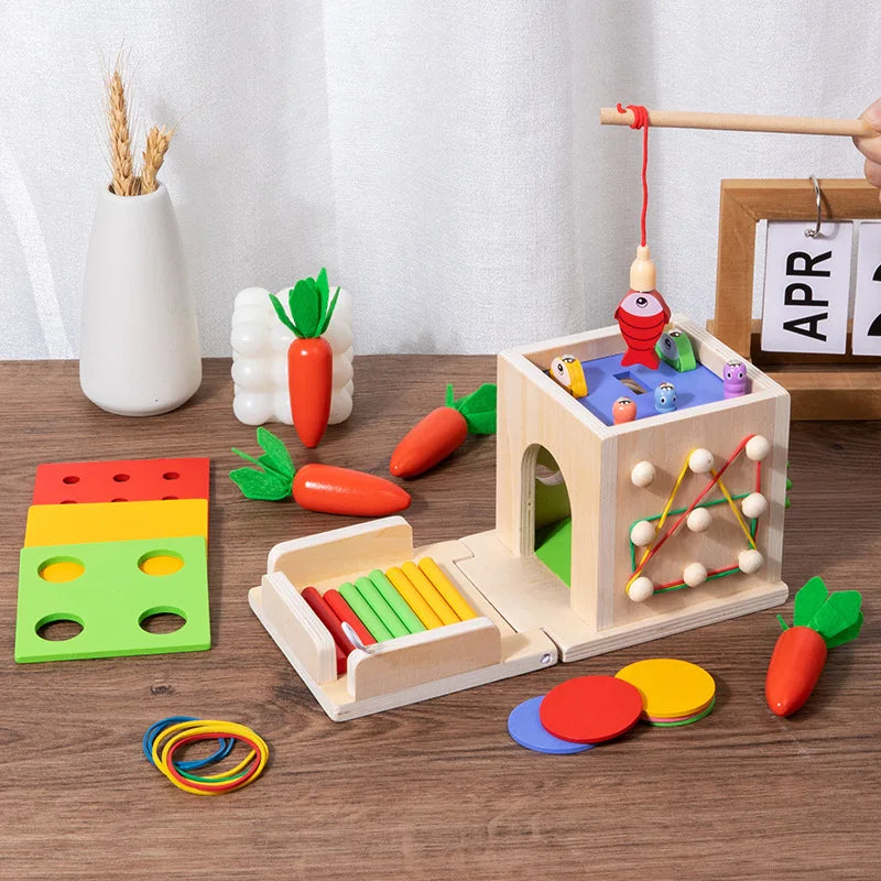 Wooden Montessori Activity Kit — Early Toddler Play, natural styling