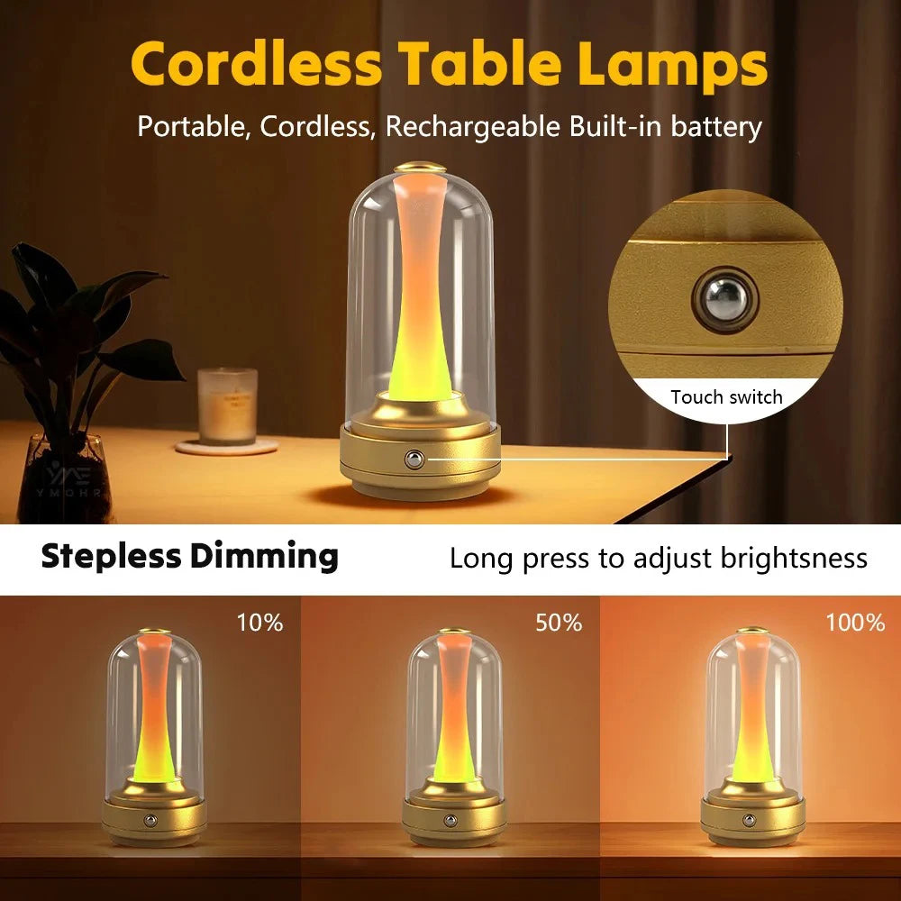 Touch-Sensitive Table Lamp — Dimmable Candle Glow, lifestyle setting