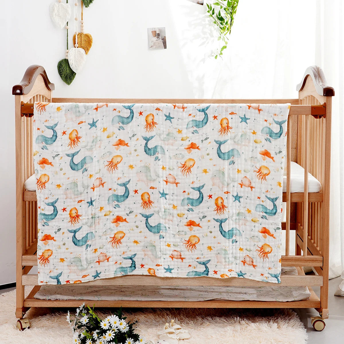 Baby Muslin Swaddle — 6-Layer Cotton Bubble Gauze, alternate angle