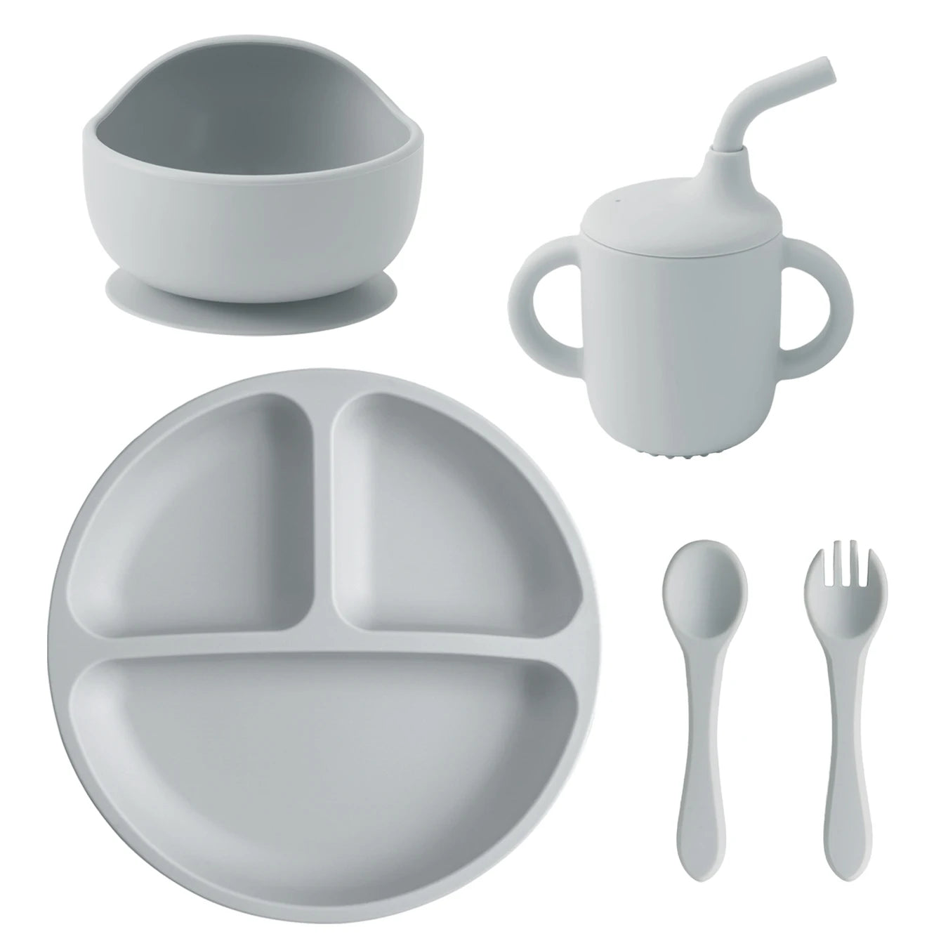 Silicone Baby Feeding Set 5PCS — Mess-Free & Learning, side view