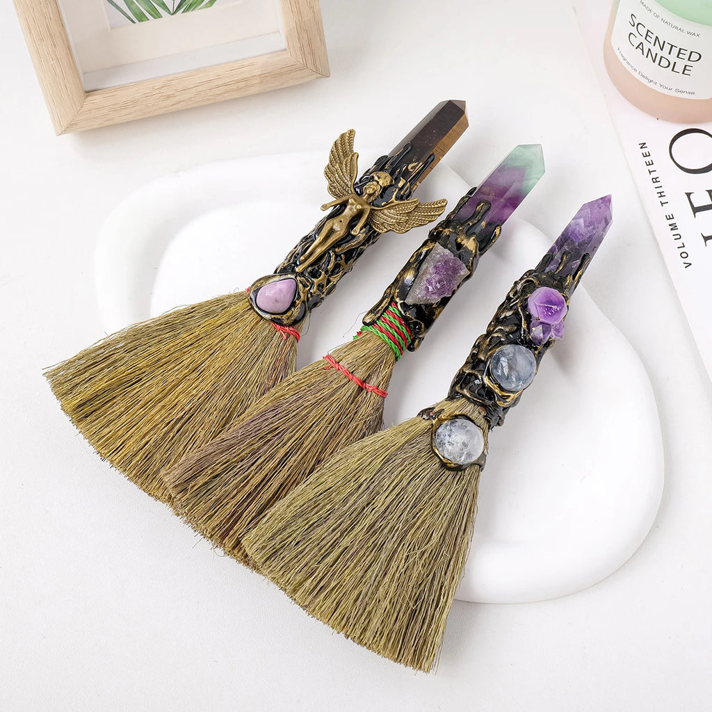 Crystal Altar Broom — Sacred Space Decor, lifestyle setting