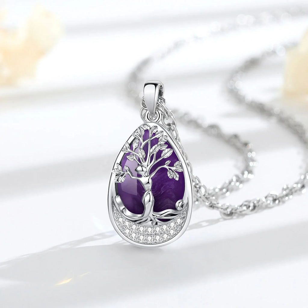 Tree of Life Amethyst Necklace — Nurturing Spirit, alternate angle