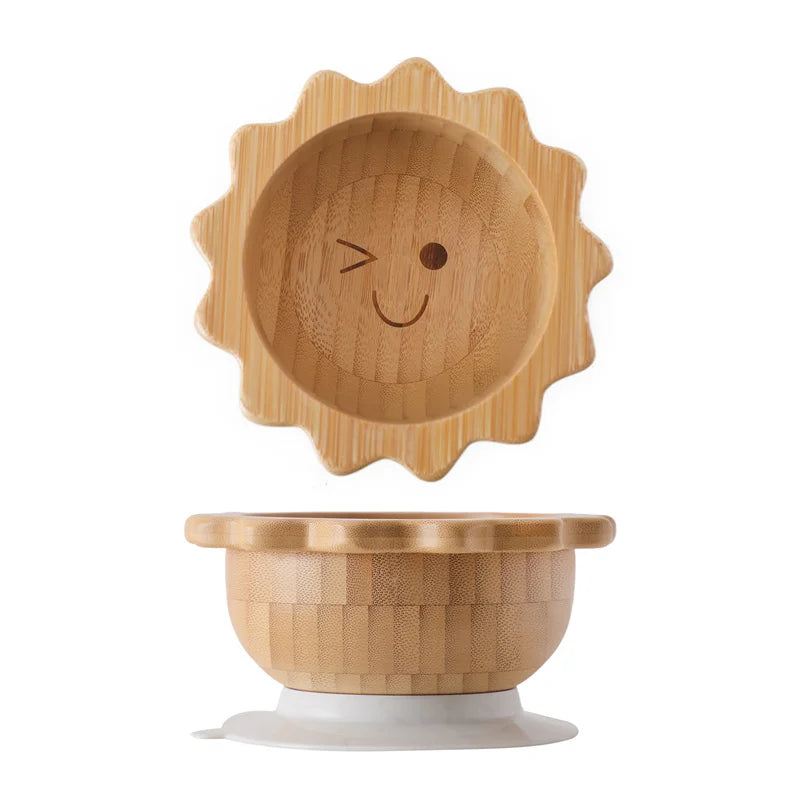 Bamboo Baby Feeding Set — Sun Plate & Suction Bowl, gift-ready presentation