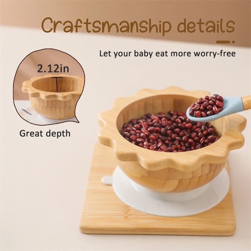 Bamboo Baby Feeding Set — Sun Plate & Suction Bowl, natural styling