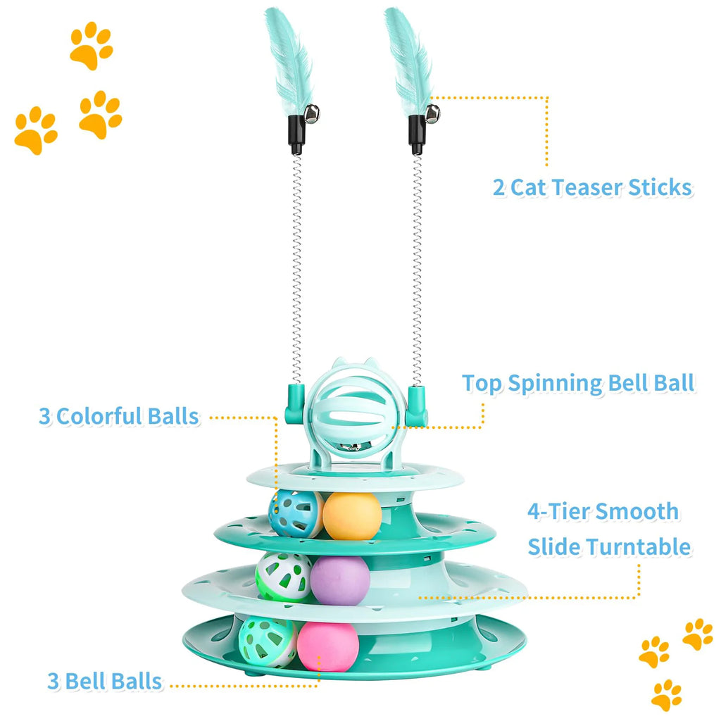 Interactive Cat Ball Track — Feather Wand Play, premium quality view