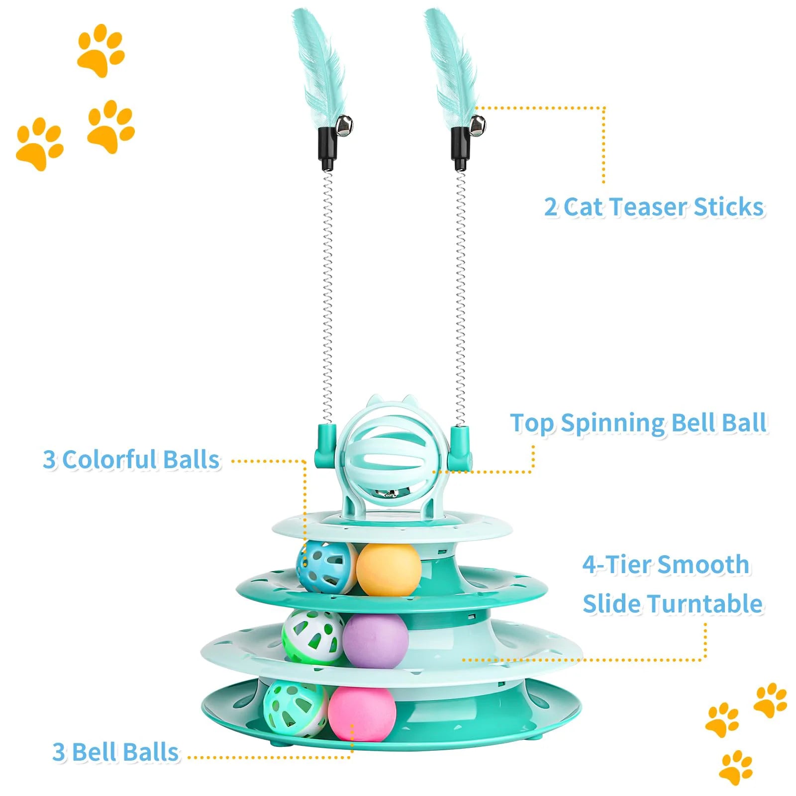 Interactive Cat Ball Track — Feather Wand Play, premium quality view