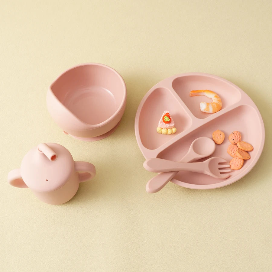 Silicone Baby Feeding Set 5PCS — Mess-Free & Learning, natural styling