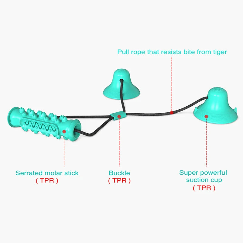 Dual Suction Cup Dog Chew — Engaging Dental Play, natural styling