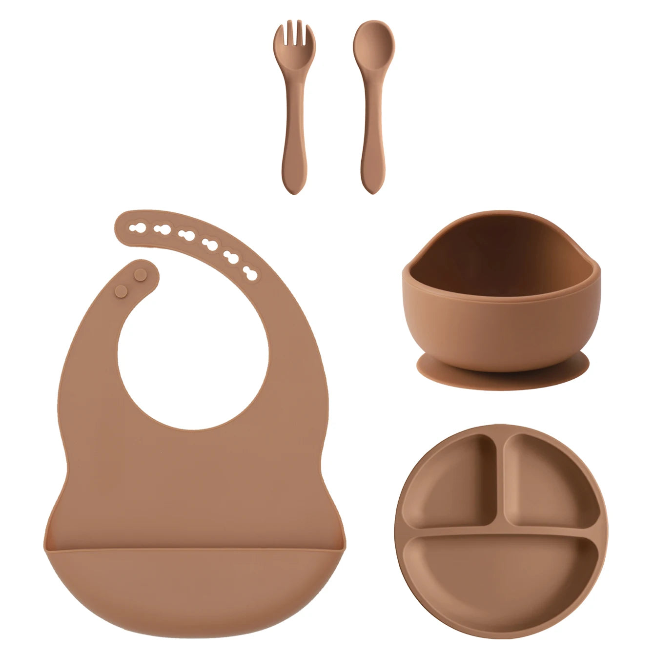 Silicone Baby Feeding Set 5PCS — Gentle Mealtime Essentials, handcrafted finish