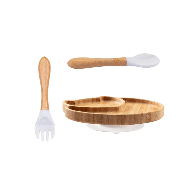 Bamboo Fox Tableware Set — BPA-Free Infant Feeding, side view