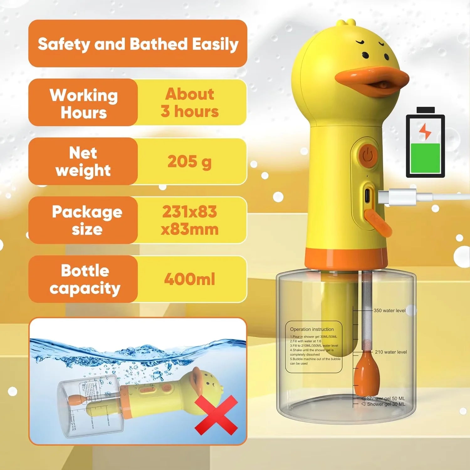 Duck Pet Foam Dispenser — USB Automatic Foamer, premium quality view