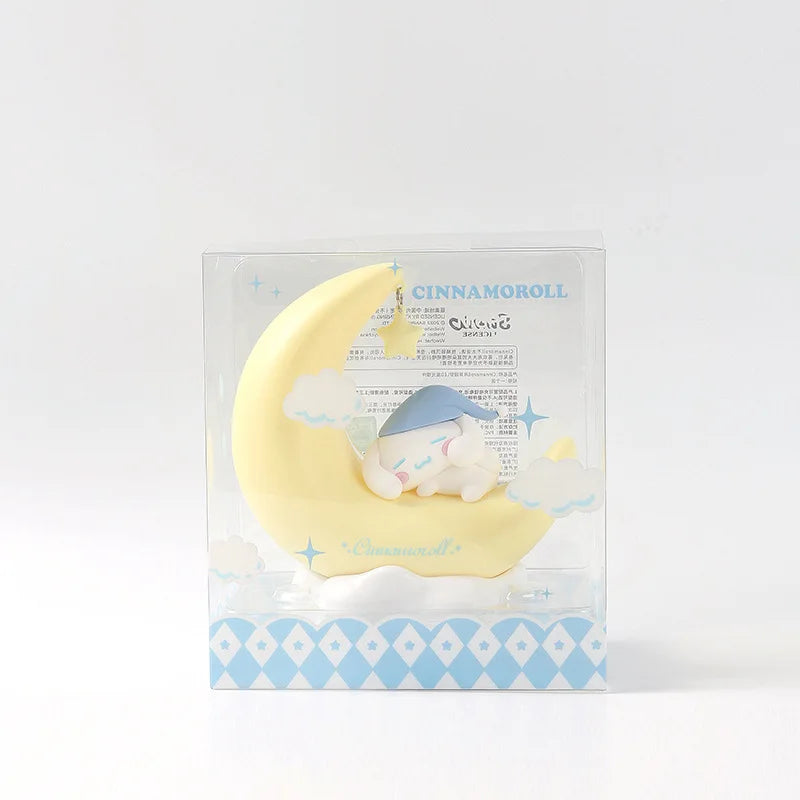 Crescent Moon Night Light — Kuromi & Cinnamoroll Glow, soft texture detail