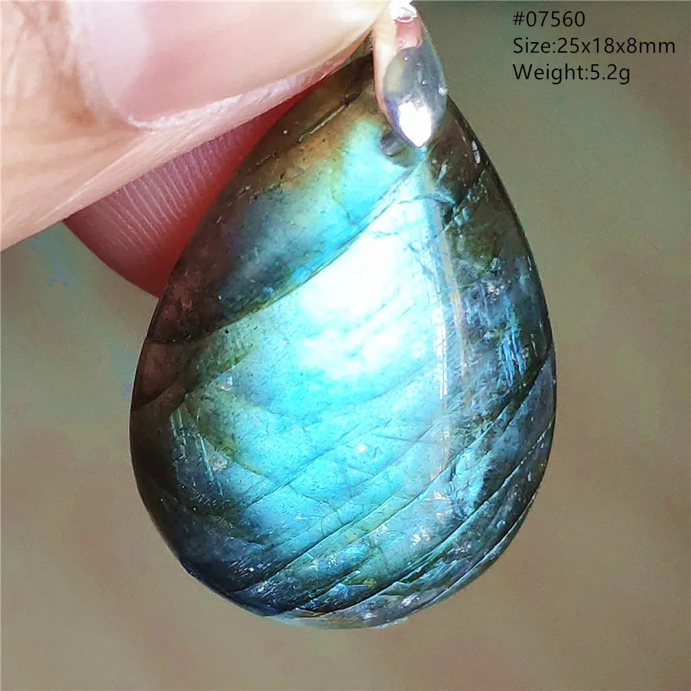 Labradorite Teardrop Pendant — A Soothing Blue Gemstone, natural finish