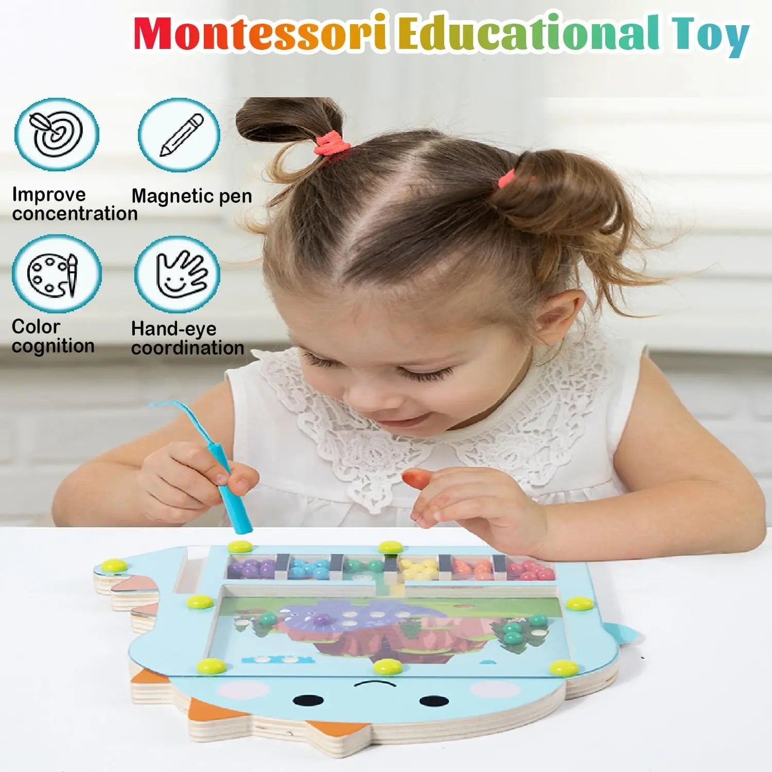 Magnetic Color Maze — Montessori Learning Toy, close-up detail
