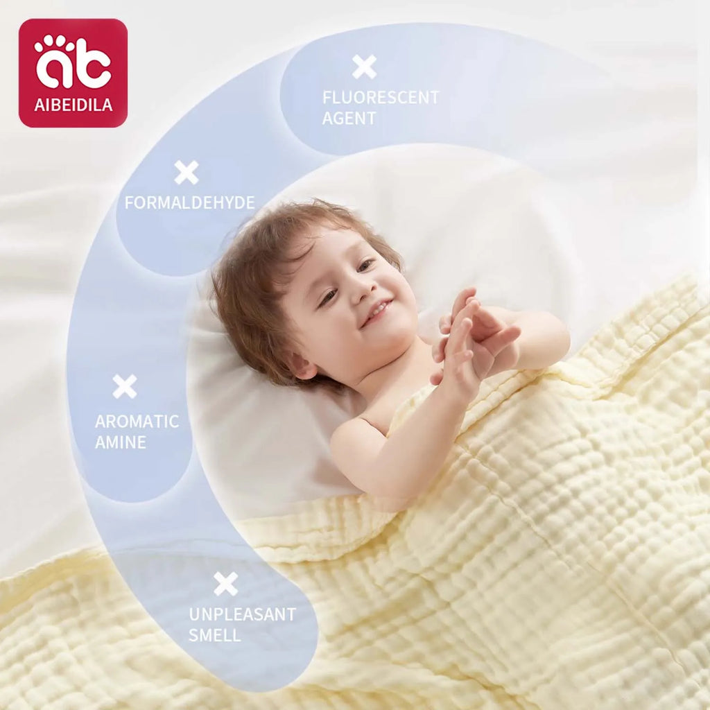 6-Layer Cotton Gauze Baby Towel — Soft 90x90cm Wrap, alternate angle
