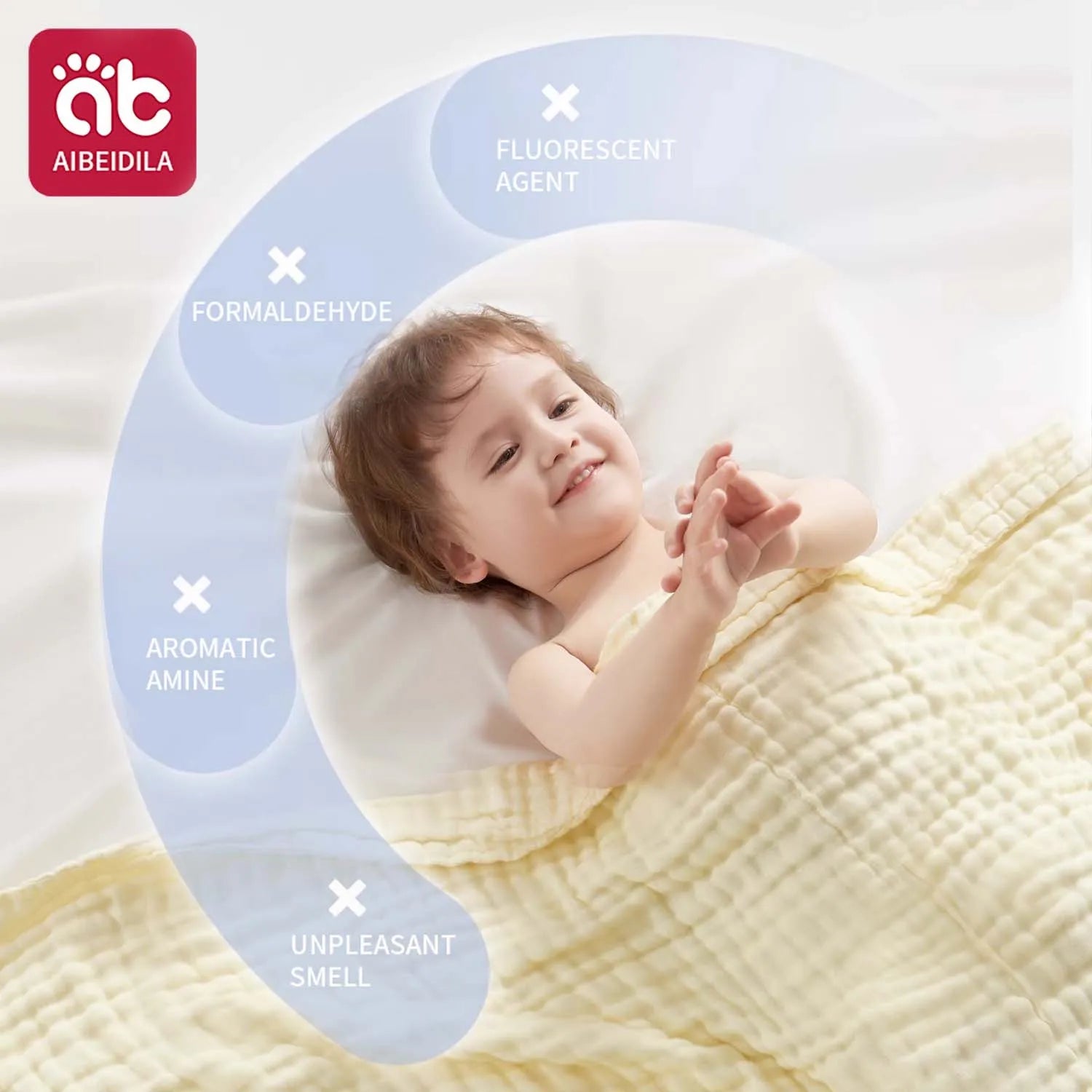 6-Layer Cotton Gauze Baby Towel — Soft 90x90cm Wrap, alternate angle