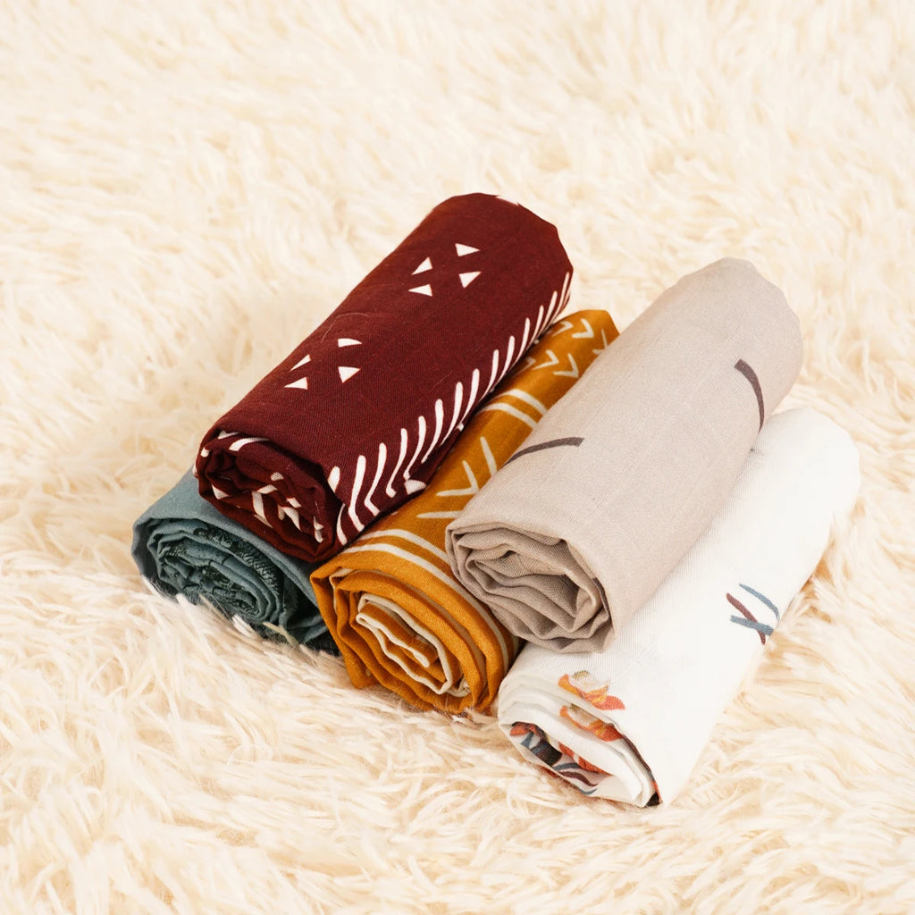 Baby Muslin Burp Cloths — 5-Pack Bamboo Cotton Set, alternate angle
