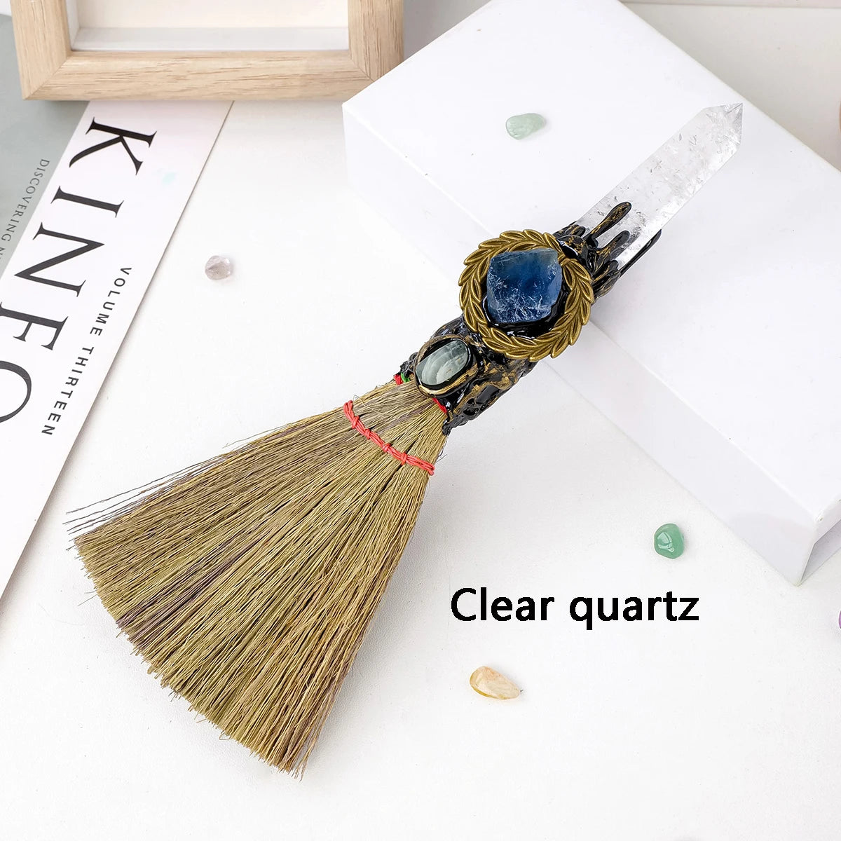 Crystal Altar Broom — Sacred Space Decor, side view