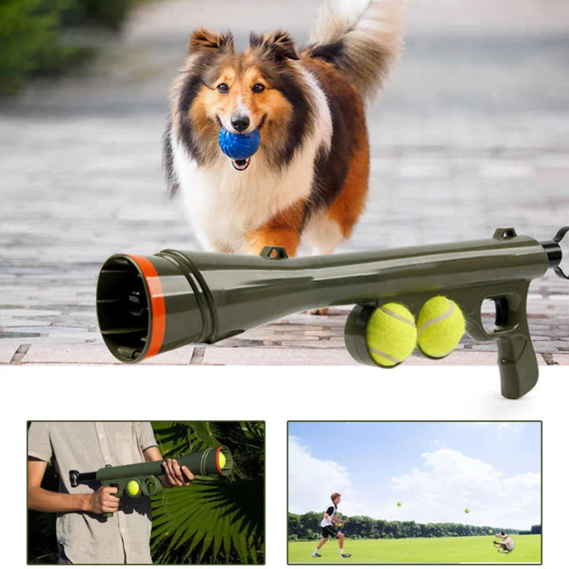 Pet Tennis Ball Launcher — Interactive Dog Play, natural styling