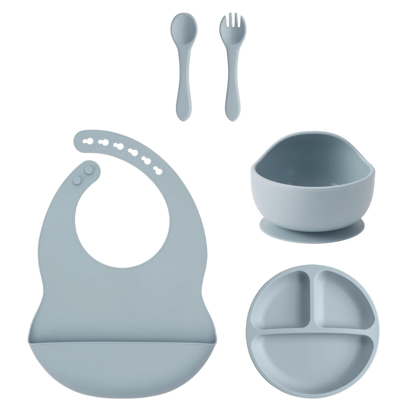Silicone Baby Feeding Set 5PCS — Gentle Mealtime Essentials, soft texture detail