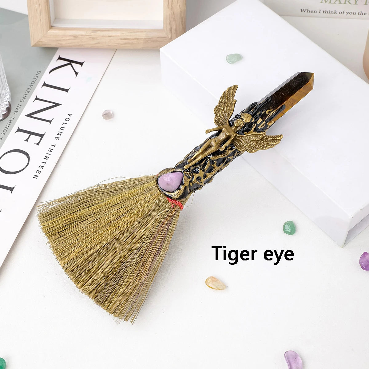 Crystal Altar Broom — Sacred Space Decor, elegant display