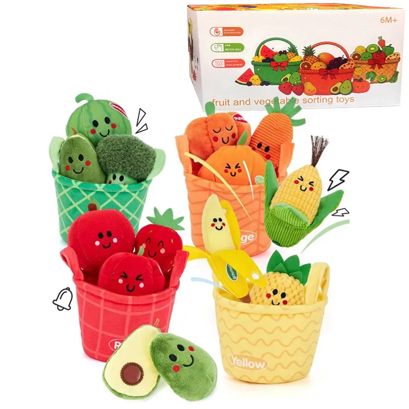 Montessori Farm Sensory Toy — Soft Stuffed Animals & Barn, top view
