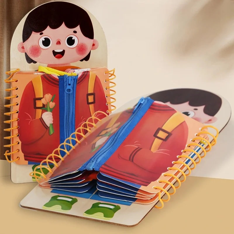 Montessori Busy Board — Toddler Dressing & Sensory Play, lifestyle setting