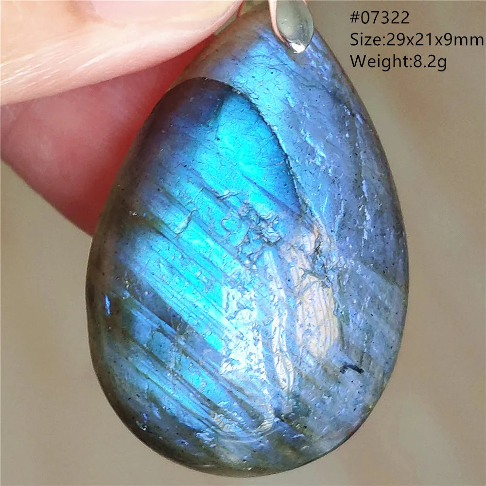 Labradorite Teardrop Pendant — A Soothing Blue Gemstone, side view