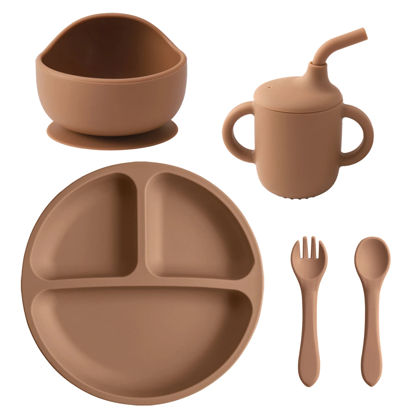 Silicone Baby Feeding Set 5PCS — Mess-Free & Learning, elegant display