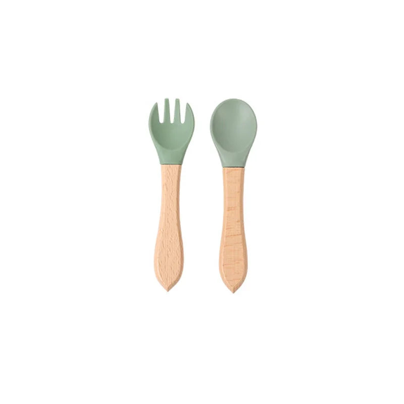 Silicone Baby Feeding Set — Gentle Weaning Essentials, natural finish