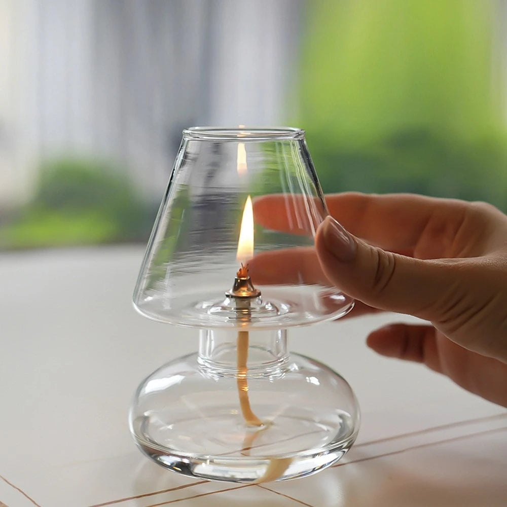 Minimalist Glass Oil Lamp — Gentle Ambient Glow, lifestyle setting